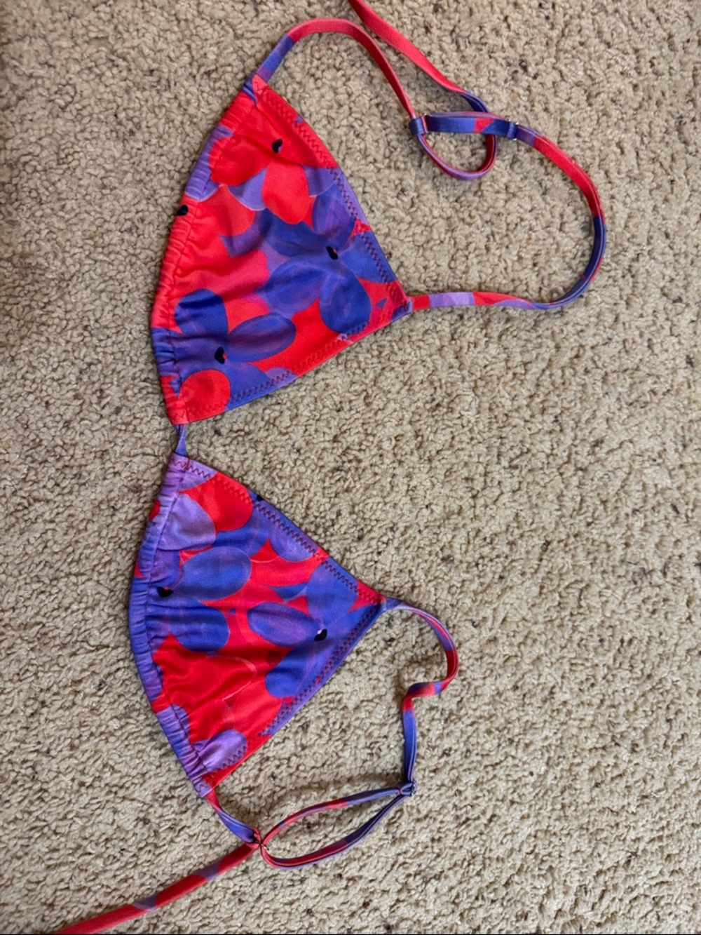 Women’s Red & Purple Floral Triangle Bikini Top